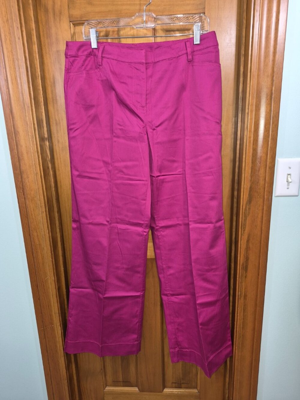 NWOT Newport News Women's Fuchsia Pants Woven Wide Leg Size 12